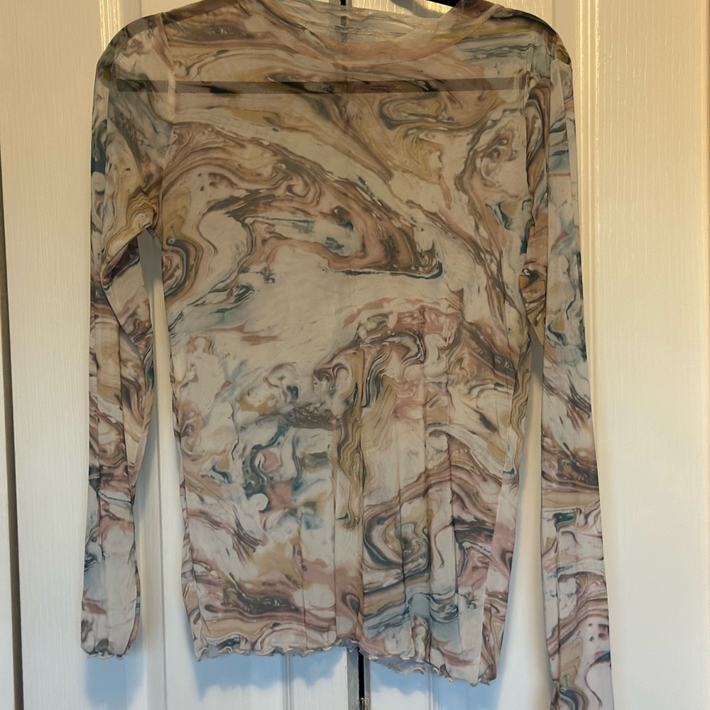 Marble Print Long Sleeve Top
